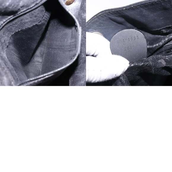 GUCCI Bamboo Hand Bag Suede Black Gold 001 001 - Picture 12 of 12